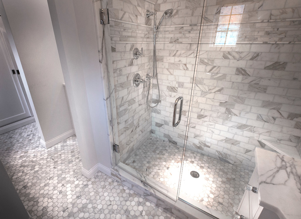 gray tiled shower